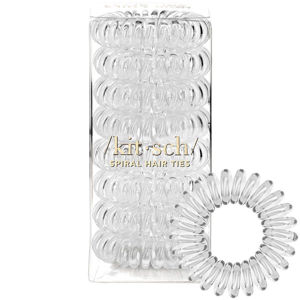 Kitsch Spiral Hair Ties for Women, Coil Hair Ties for Thick Hair, No Crease Hair Tie, Spiral Hair Ties No Damage, Hair Coils & Phone Cord Hair Ties for Thin Hair, Hair Ties Spiral, 8pcs (Transparent)