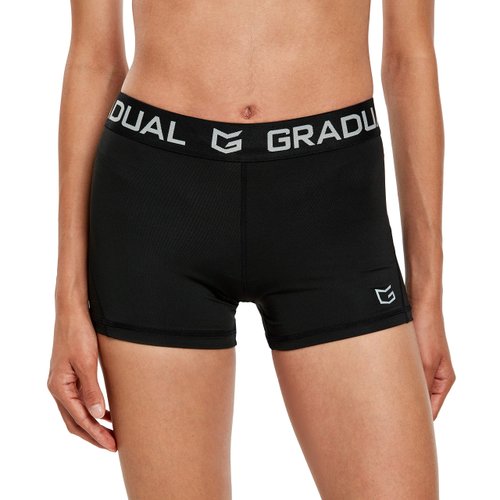 Women's Spandex Compression Volleyball Shorts 3" /7" Workout Pro Shorts for Women (Black, S)