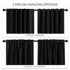 PONY DANCE Short Blackout Curtains - Thermal Insulated Window Curtain Panels - Room Darkening Back Tab/Rod Pocket Draperies for Bedroom/Kitchen, 42 Wide by 45 Inches Long, Black, 2 Panels