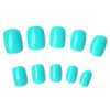 AddFavor Short Press on Nails Square Round Short Fake Nails Glossy Full Cover Acrylic Artificial Glue on Nails for Women, 240pcs/pack Turquoise Nails, Sticky Tabs, Nail File