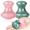 ideayard Mushroom Gua sha 2Pcs Jade Eye Massage Facial Tool Smooth Cute Mushroom Shaped Scraping for Women SPA Lift Remove Wrinkles (Rose Quartz+Green)