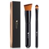 DUcare Foundation Brush and Concealer Brush 2Pcs Flat Top Kabuki Brush for Face Synthetic Liquid Blending Mineral Powder Makeup Tools