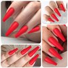 AddFavor Long Coffin Press on Nails Red Fake Nails Full Cover Matte Ballerina Acrylic False Nail for Women, 240pc Red Nails with Nail Glue Adhesive Tabs File Tools