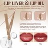 HOSAILY Double-ended Lip Liner with Clear Lip Oil, Moisturizing High Shine Transparent Lip Glow Oil with Nude Pink Lip Liner Set, Non-Sticky Plumping Lip Gloss Combo Lipstick Makeup-02