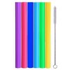 ALINK Reusable Boba Smoothie Straws, 10” Long Extra Wide Fat Silicone Straws for Drinking Bubble Tea, Set of 6 with Cleaning Brush