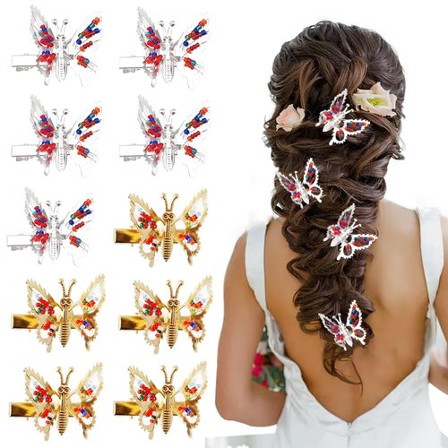 8 Pieces 3D Butterfly Hair Clips Metal with Hollow Vibratable Moving Wing Hair Pins Cute Barrettes Accessories for Girls Teens Women (Gold Silver)