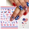 6 Sheets 4th of July Nail Art Stickers American Flag Independence Day Nail Stickers Star National Flag Nail Decals Red Blue 3D Self Adhesive Designs for Women and Girls Decorations