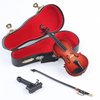 Dselvgvu Wooden Miniature Violin with Stand, Bow and Case Mini Musical Instrument Replica Dollhouse Accessories Model Home Decoration (5.63"x2.05"x0.75")