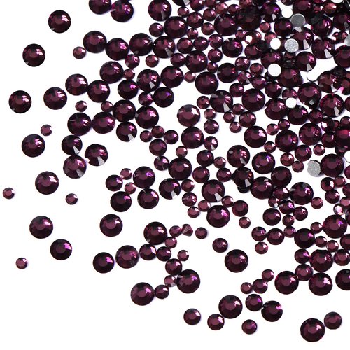 Jollin 3456pcs Flatback Rhinestones Glass Charms Diamantes Gems Stones for Nail Art 6 Size ss4~ss12 Topaz