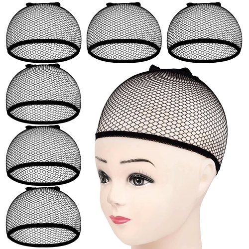 MORGLES Wig Cap, 6pcs Mesh Net Wig Caps Weaving Hair Net for Wig Close End Fishnet Wig Caps for W...