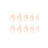 MISUD Medium Press on White Pearl Fake Stiletto Glossy False French Tip Glue on Almond Rhinestone Acrylic Nails for Women and Girls 24Pcs