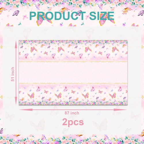 Egami 2pcs Butterfly Party Tablecloth for Butterfly Party Supplies Decorations 87 inches x 51 inches for Butterfly Birthday Party Supplies (7)