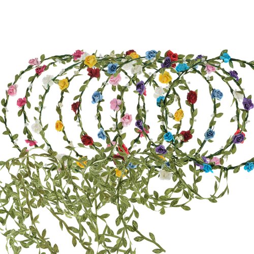 Butnedls Lady Girl Fashion Bohemian Flower Crown Floral Garland Headbands (A-Mixed Color-9Pcs)