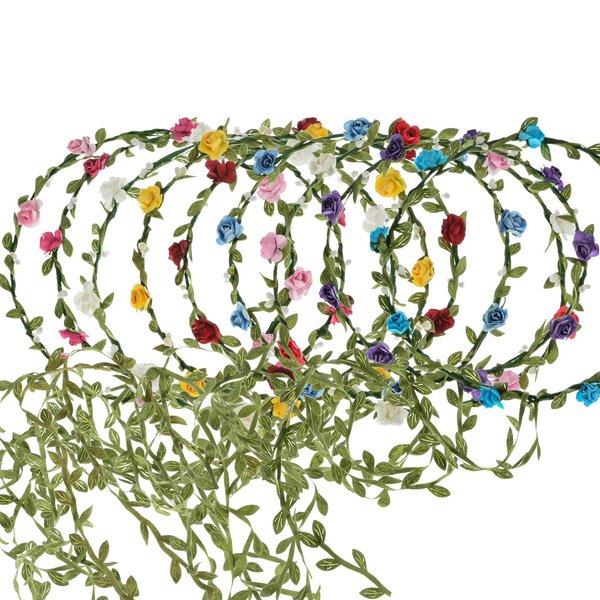 Butnedls Lady Girl Fashion Bohemian Flower Crown Floral Garland Headbands (A-Mixed Color-9Pcs)
