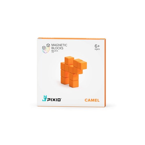 PIXIO Orange Camel Color Series Magnetic Blocks Construction Set 11pcs with Free App, Stress Relief Building Blocks, Fidget Toys, Pixel Art Desk Toy, Animals Figures