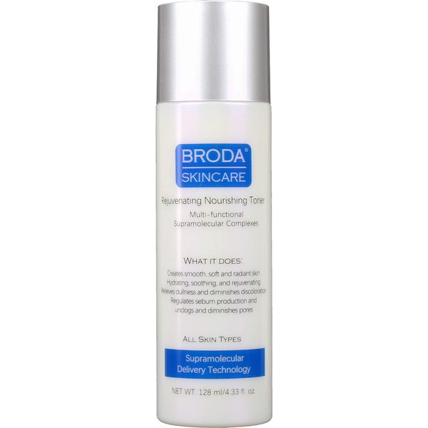 Broda Skincare Rejuvenating Facial Toner. Nourishing, Hydrating. Net Weight: 4.33 ounces (128 millimeters)