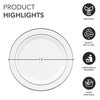 Party Essentials 12-Count Hard Plastic 7.5" Divine Dinnerware Disposable China Salad/Dessert Plates, White with Silver Band