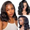 IJFMMEL Bob Wig Human Hair 13x6 Body Wave HD Lace Front Wigs Human Hair Body Wave Lace Frontal Glueless Wigs Human Hair Pre Plucked With Baby Hair Short Bob Wigs for Black Women Human Hair 14 Inch