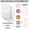 U-Shinein Glitter Freckles Face Tattoo, 6 Sheets Gold Face Makeup Patches, Glow Up Makeup Patches with Self Adhesive Face Gems Stickers, 4 Colors Face & Body Glitter Gel, Festival Rave Accessories Set