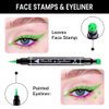 evpct 7Pcs Colored Winged Eyeliners Face Stamp Set, Black Brown Purple Blue Red Pink Green Stamps Eyeliner, Star Flowers Heart Moon Triangle Lightning Butterfly Colorful Eye Liners Stamp Makeup Kit 02