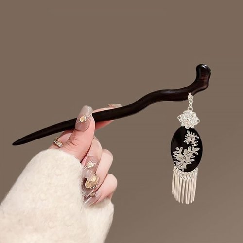 Retro Handmade Hair Stick, Ancient Style Chinese Hanfu Hairpin Hair Chopsticks for Long Hair (Tassels)