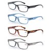 MODFANS 4 Pack Plastic Frame Spring Hinges Reading Glasses Vintage Quality Comfort for Men and Women +1.00