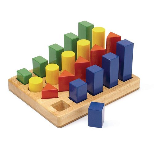 Shape Sequence Blocks - 21 Pieces, Color Blocks for Toddlers, Color Sorting Toys for Toddlers, Pattern Blocks, Wooden Pattern Blocks, Montessori Materials, Wooden Tray Montessori