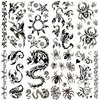 Oottati 8 Sheets Black Totem Temporary Tattoos Stickers Butterfly Sun Dragon Spider Scorpion