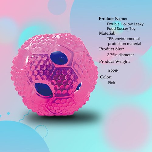 Eilin Dog Toy Balls Food Dispensing Interactive Puzzle Toy Ball Dog Chew Toys Balls Tough Durable Rubber Pet Ball for Small Medium Dogs IQ Training Teeth Cleaning (Pink)