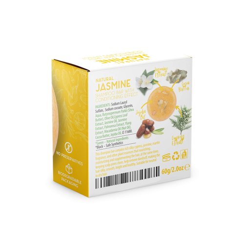 BAMBOEARTH Solid Shampoo Bar And Conditioner Effect Hair Soap – 100% Organic Shampoo Bars For Hair With All Natural Plant Based Essential Oils And Zero Waste Biodegradable Packaging (Jasmine)