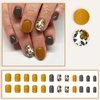 Square Fake Nails Short Press On Nails Fall False Nails With Flower Leaf Designs Brown Nails Press On s Full Cover Stick On Nails Short Acrylic Nails Glossy Glue On Nails For Women 24Pcs