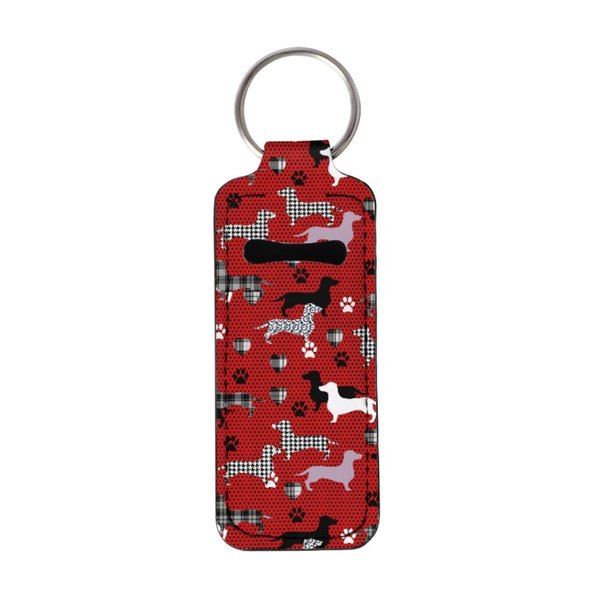 Bulopur Red Dachshund Dog Fabric Chapsticks Holder Lip Balm Holder for Lipstick, Stocking Stuffers Gift for Women