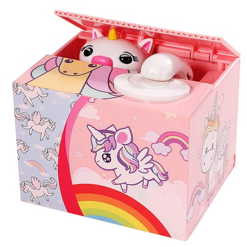 Piggy Bank Steal Coin Box Electronic Money Bank Cute Money Saving Box with Smart Voice Prompt, Great Gift for Boys Girls Kids in Birthday New Year Christmas (Lovely Unicorn)
