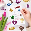 MALLMALL6 500pcs Christian Glitter Stickers - Foam Self-Adhesive Bible Cross Multi-Colour Art Craft Project Glittery Sticky Embellishments for Kids School Classroom Activity Home Party Decoration