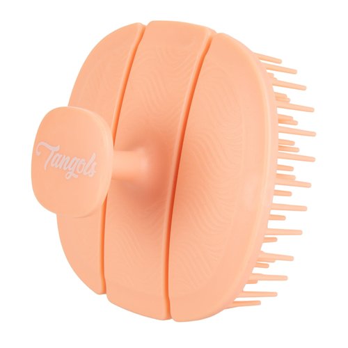 Tangols Triple-Fold Elastic Shampoo Hair Brush with Flexible-Soft Bristles, Promotes Hair Growth & Dandruff Removal, Scalp Exfoliator Head Massager Shampoo Shower Brush for all Hair Types (Orange)