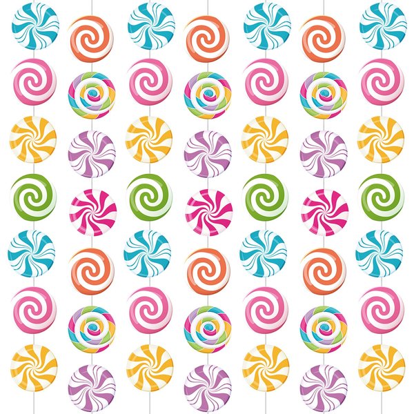 Capoda 8 Pieces Candy Party Decorations Candyland Paper Garlands Candy Paper Cutouts Lollipop Garland Banner Sweet Candy Hanging Decor for Candy Birthday Theme Party Supplies