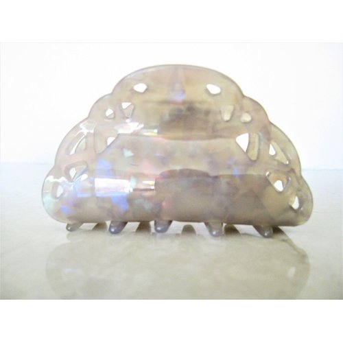 Lite gray iredescent marbled acrylic hair claw clip