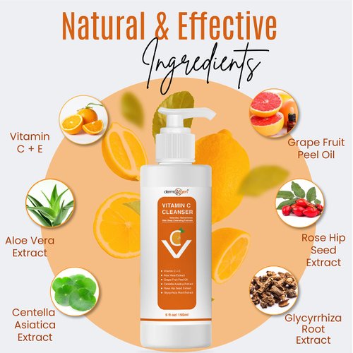 DERMAXGEN Vitamin C Facial Cleanser With Rose Hip Seed Oil and Aloe Vera Natural Pure and Organic Ingredients, 5.0 oz. / 150 ml
