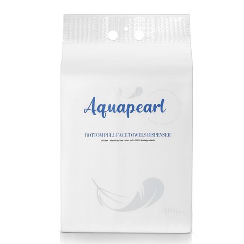 Aquapearl Clean Towels XL™, Hang Up Bottom Pull Face Towel, 100% USDA Biobased Face Towel, Disposable Face Towelette, Makeup Remover Dry Wipes, Ultra Soft, 180 Ct, Value Family Size, 1 Pack