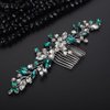 Teyglen Bride Crystal Wedding Hair Comb Green Rhinestone Bridal Side Comb Wedding Hair Accessories Teardrop Crystal Hair Piece Rhinestone Headpiece for Women Bride Girls (Silver-Green)
