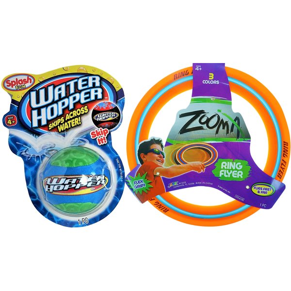 JA-RU Water Skipping Ball & Flying Discs for Kids (2 Toys Bundle) Water Hopper Ball. Travel Beach Toys, Swimming Pool Balls & Flying Rings. Kids Outdoor Toys. Style B 880-1029-1s