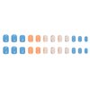 Short Press on Nails Square Fake Nails Blue Orange Flowers Glue on Nails Spring Summer Nail Art Decorations Glossy Full Cover Acrylic False Nails Short Square Stick on Nails 24Pcs