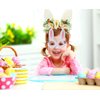 NIUEFH Easter Bunny Ears Headband and Glasses, Spring Bunny Ears Flower Crown headband For Kids and Adults Easter Headwear Accessories