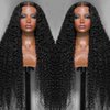 Deep Wave Lace Front Wigs Human Hair 13x4 HD Lace Front Wigs Pre Plucked Bleached Knots 200% Density Glueless Wigs Human Hair With Baby Hair Deep Curly Human Hair Wig For Women Natural Color 28 Inch