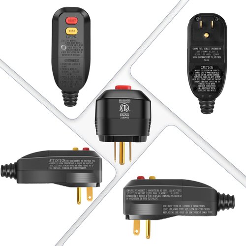 BATVOX 2Pcs GFCI Plug Replacement 3 Prong, Auto Reset 15 Amp UL/CUL Listed Ground Fault Circuit Interrupter GFCI Adapter Replacement Parts for Power Pressure Washer, Hot Tub