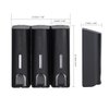 AUMIO Chamber Shower Soap Dispenser Trio Wall Mounted Shampoo and Conditioner Dispenser, Conditioner Body Wash Dispenser Set, No Drill Shampoo Dispenser for Bathroom Hotel, Black