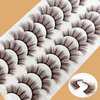 Brown Eyelashes Natural Look Dark Brown False Lashes Wispy Faux Mink Lashes Fluffy Fake Lashes 3D Strip Evelashes Pack 10 Pairs(MQ607)