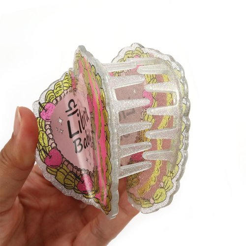 Personalized Libra Baby Hair Claw Clip, Pink and Yellow Cake Baby Hair Claw Clip Mother's Day Gift