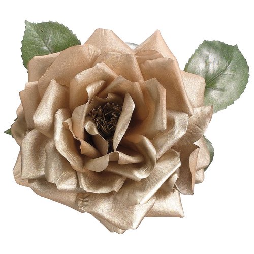 Charisma Open Rose Artificial Flower Hair Clip/Pin Brooch (Champagne)
