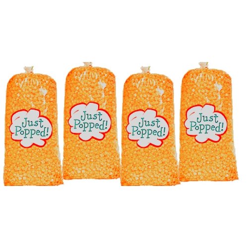 Just Popped - Gourmet Delicious Movie Theater Butter Popcorn Orange Colored - Independence day, Valentines day, Mardi gras, St patricks day & Easter Day's 4 - Pack (72 Cups per Case)